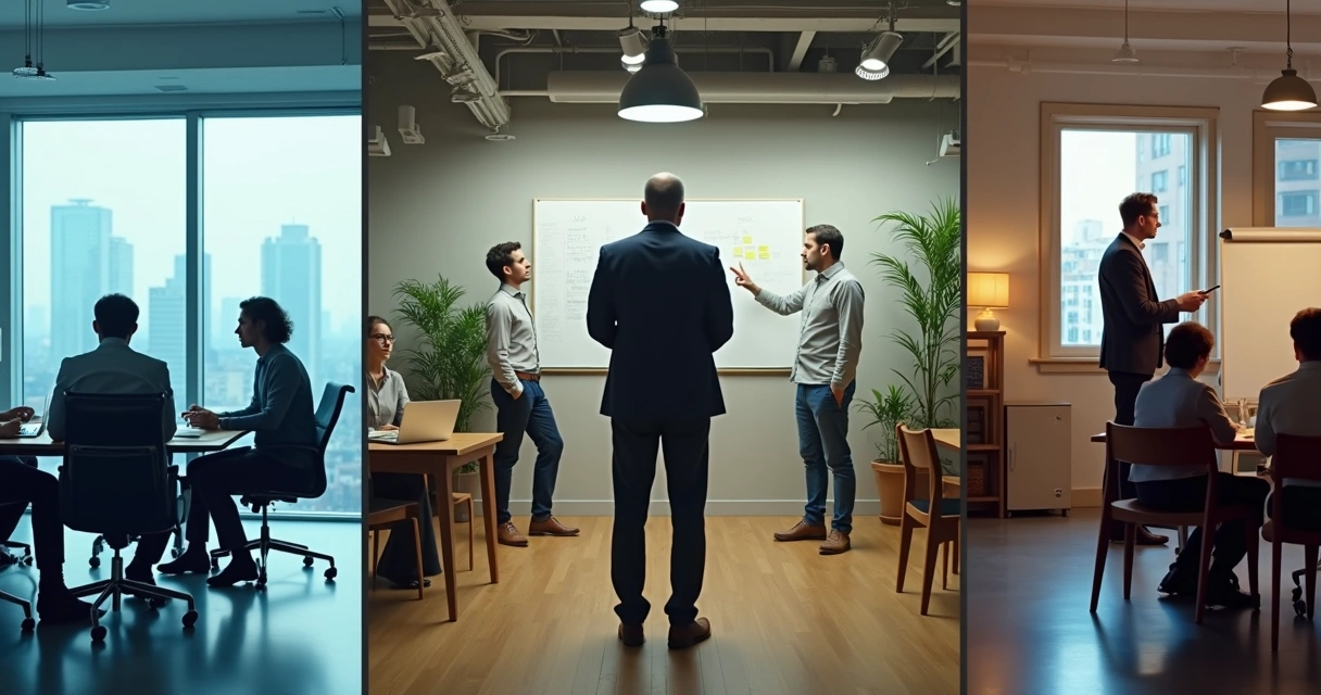 Líder repetindo gestos de liderança em diferentes contextos profissionais 