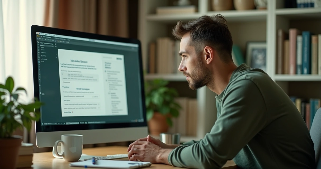 Líder estudando conteúdo de desenvolvimento em plataforma online no computador 