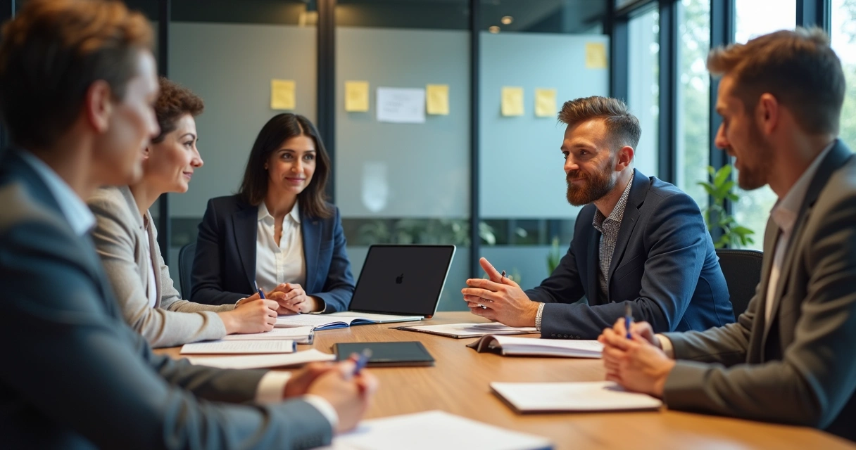 Líder em reunião com equipe demonstrando atenção e escuta ativa 