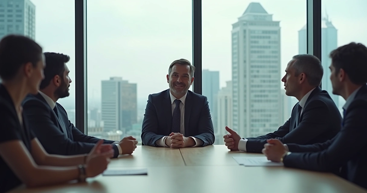 Líder atento ouvindo membros da equipe durante reunião no escritório 