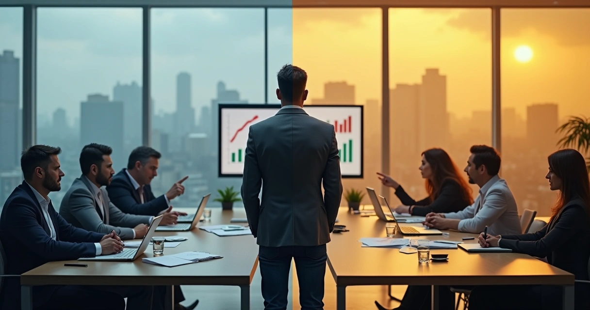 Líder diante de equipe dividida entre caos e clareza 