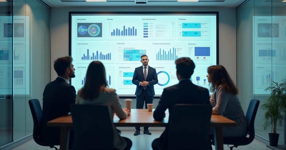 Líder observando equipe em sala transparente 
