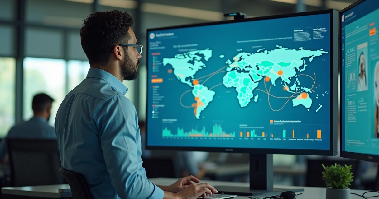 Gestor analisando fluxos de equipe em ambiente híbrido 