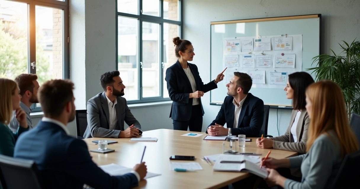 Grupo corporativo participando de dinâmica de liderança 