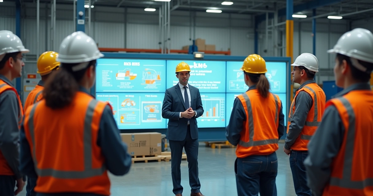 Líder orientando equipe sobre prevenção em SST