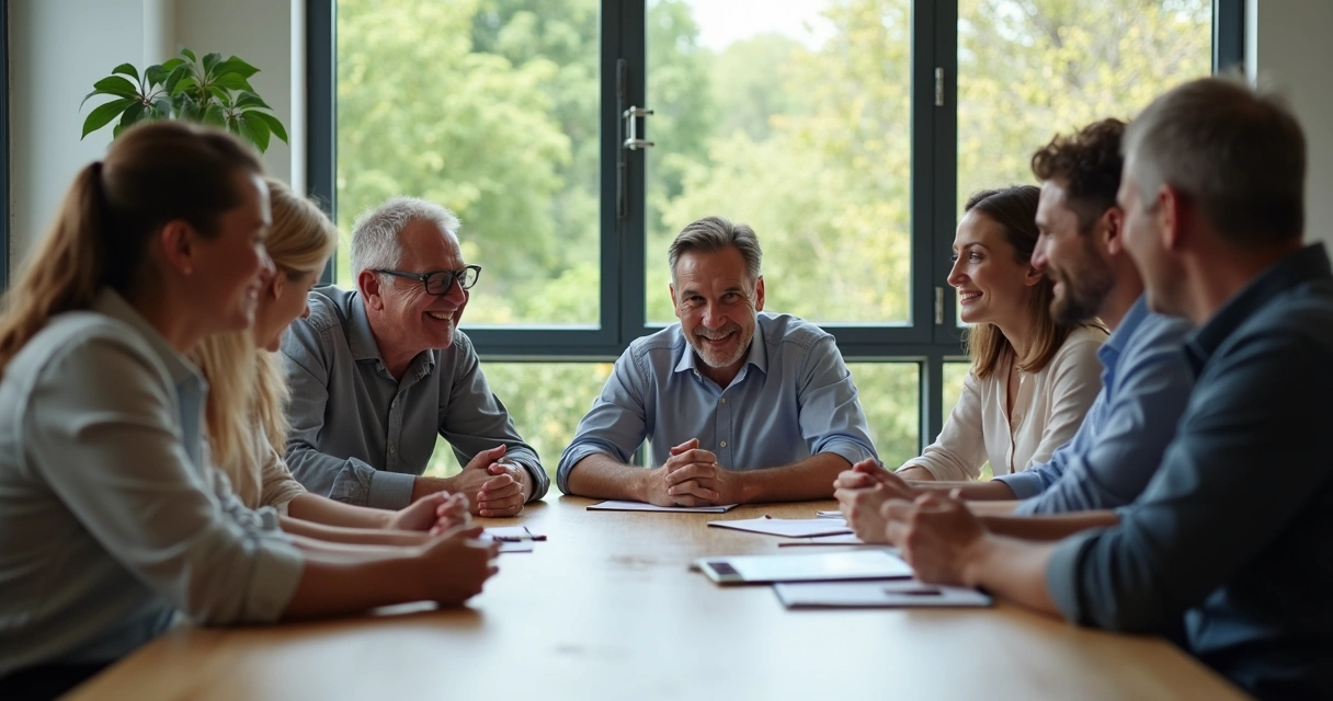 Equipo de trabajo diverso colaborando en un entorno moderno