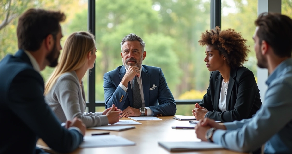 Líder reflexionando junto a su equipo 