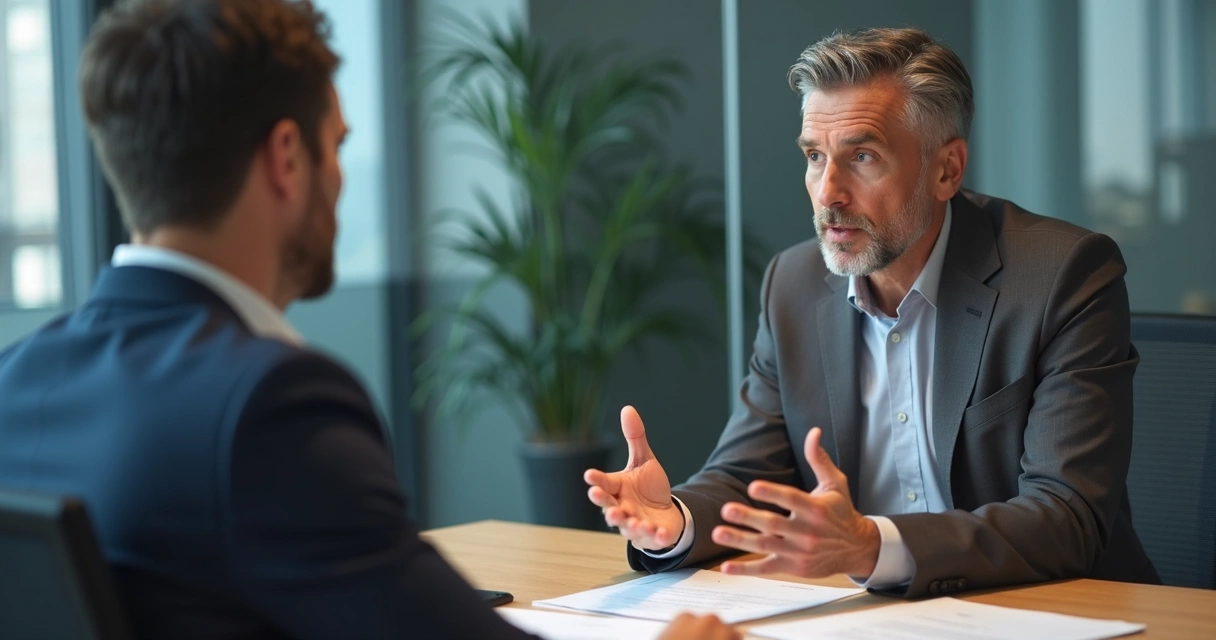 Líder conversando con un colaborador en privado