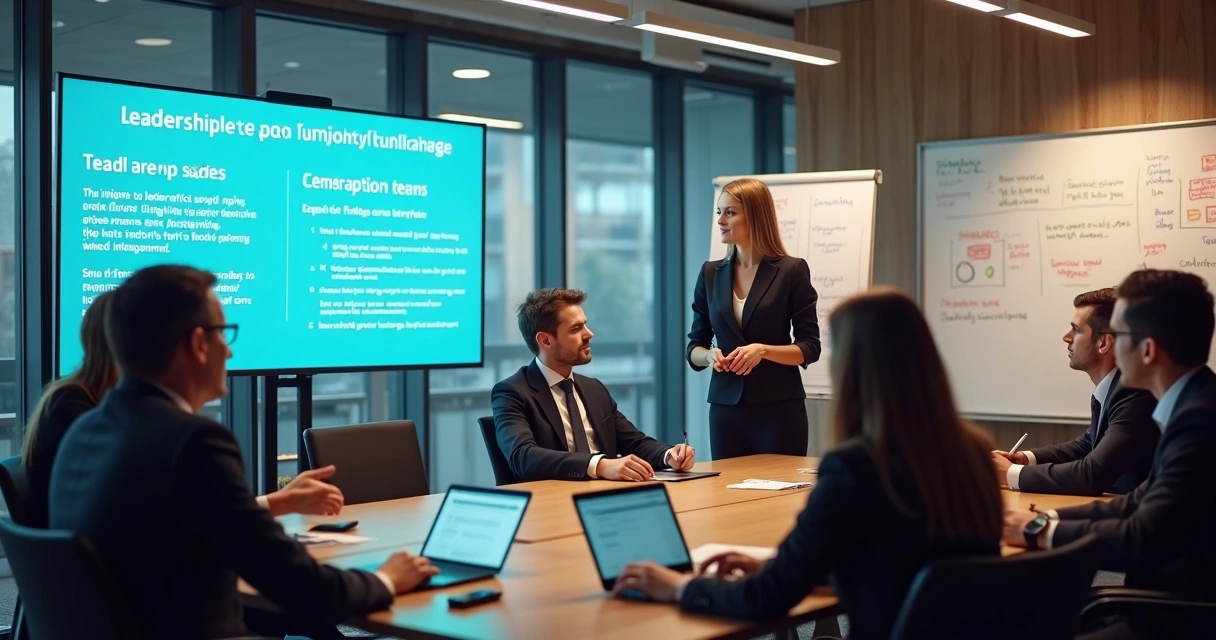 Equipe de líderes participando de simulação de liderança 