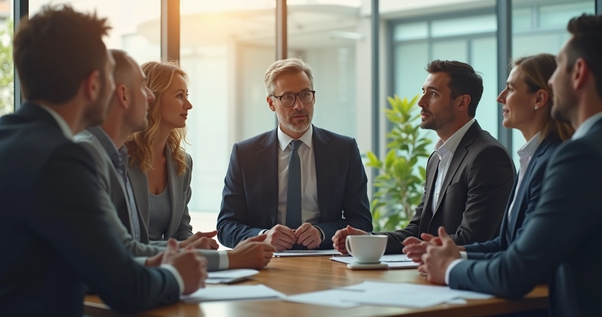Equipo de líderes dialogando en círculo