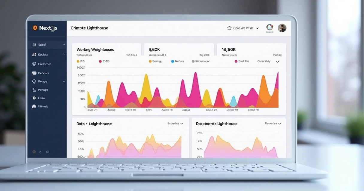 Gráficos coloridos de performance Lighthouse e Core Web Vitals 