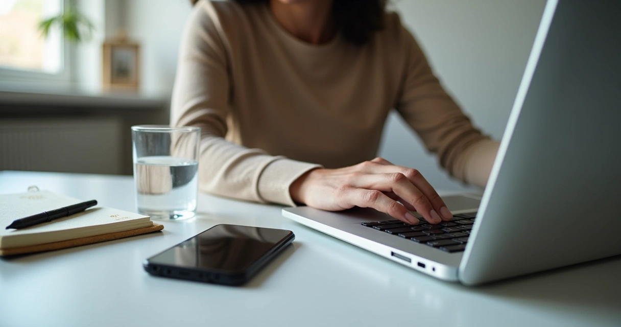 Pessoa fechando notebook e fazendo pausa no trabalho 