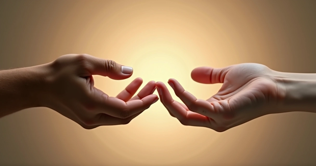 Duas mãos próximas, mas sem se tocar, simbolizando limites emocionais 