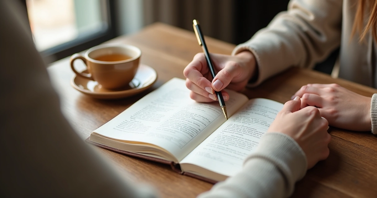 Pessoa anotando limites emocionais em um caderno 