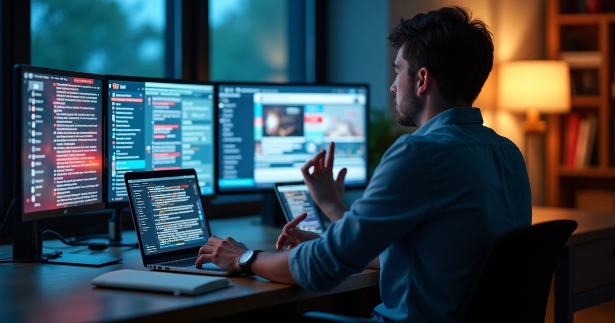 Pessoa define limites éticos diante de várias telas digitais 