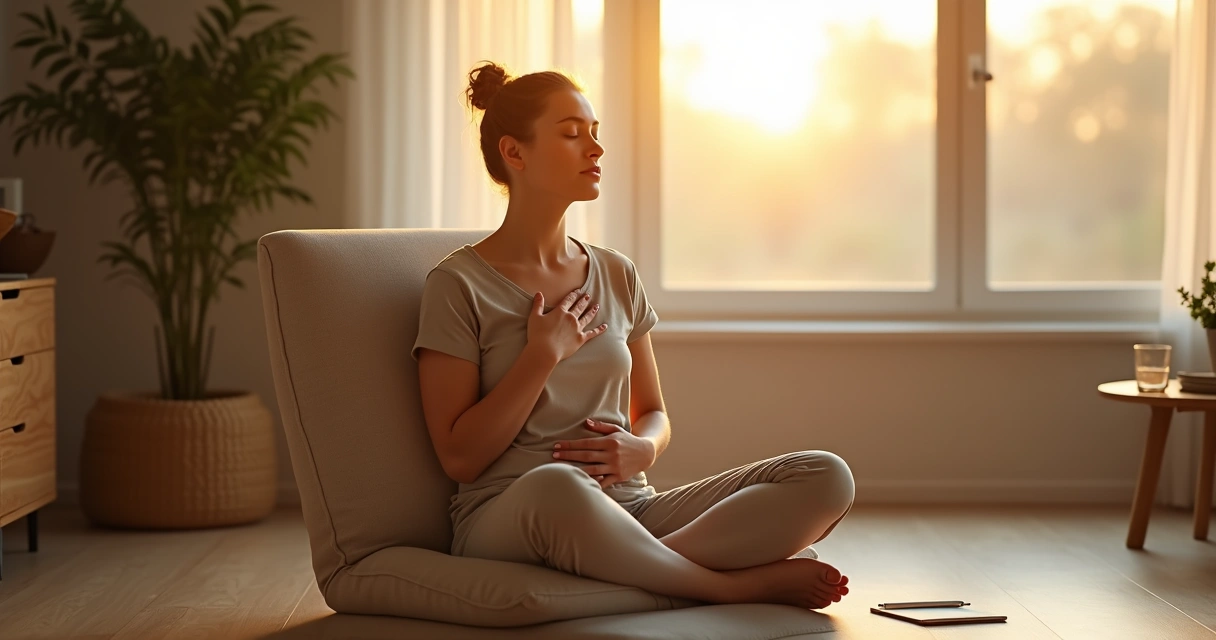 Persona sentada en silencio con luz cálida simbolizando límites internos sanos 