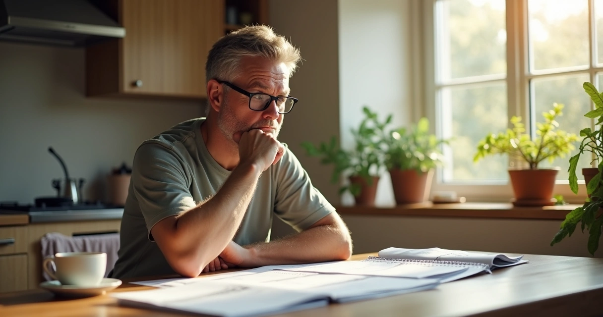 Pessoa refletindo antes de decidir no cotidiano 