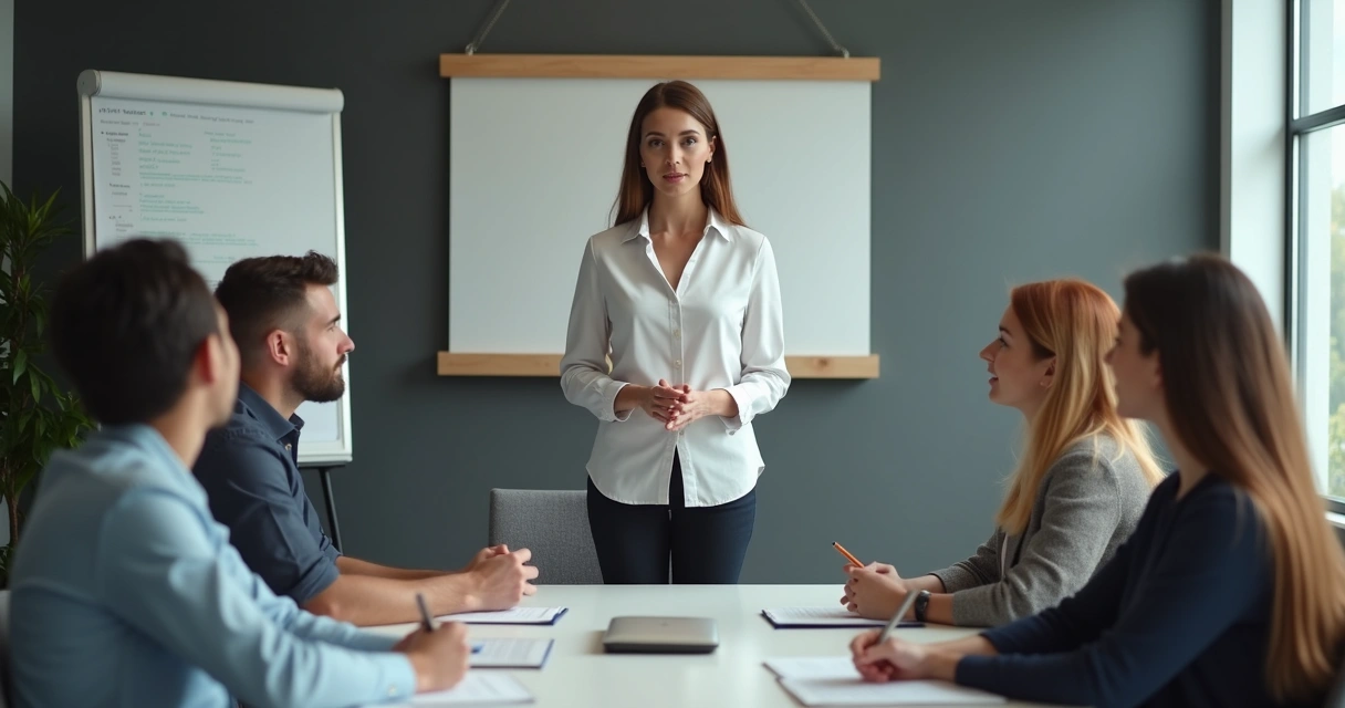 Persona marcando límites sanos en un grupo de trabajo 