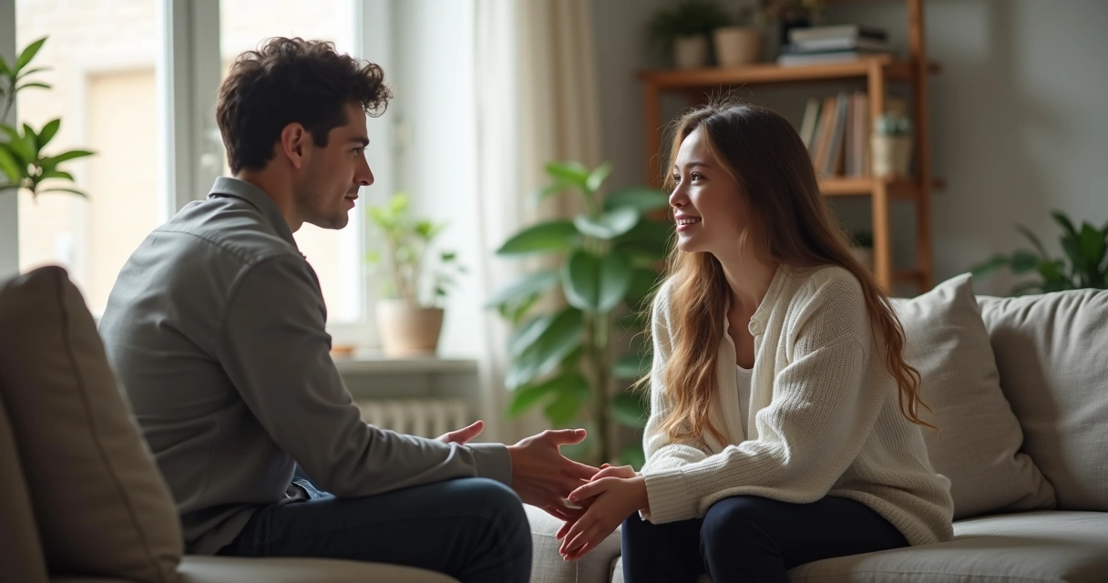 Persona adulta hablando con un adolescente en un ambiente tranquilo