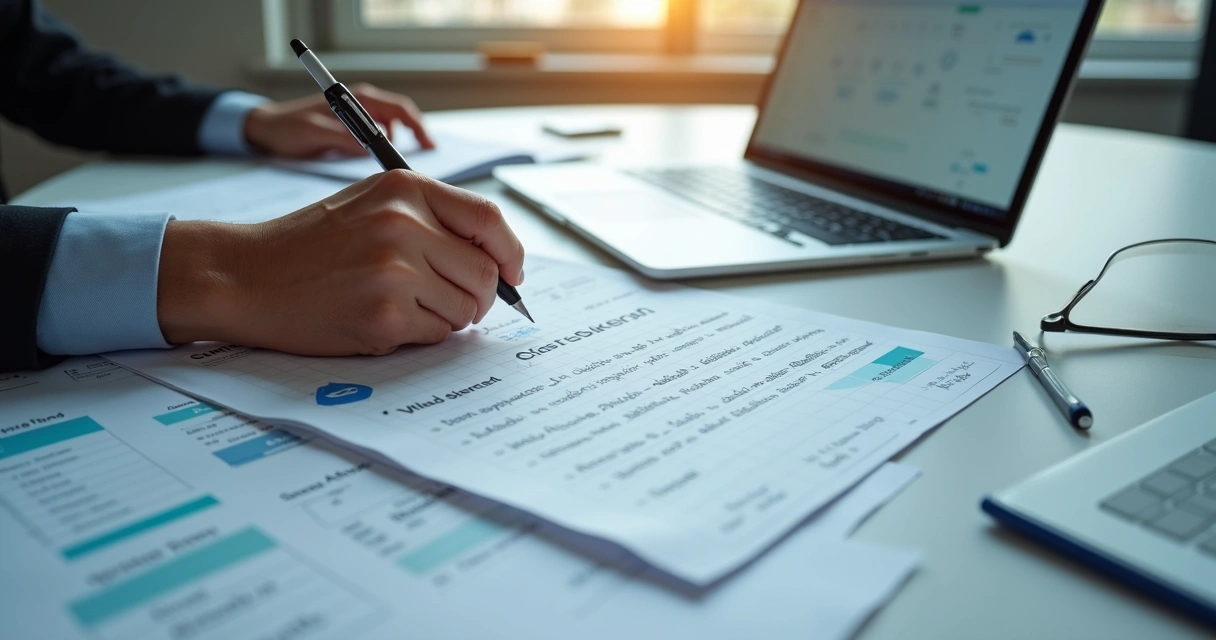 Profissional analisando planilha de dados escolares em tela 