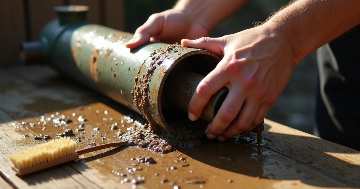 Limpeza da bomba sapo após uso com acúmulo de resíduos 