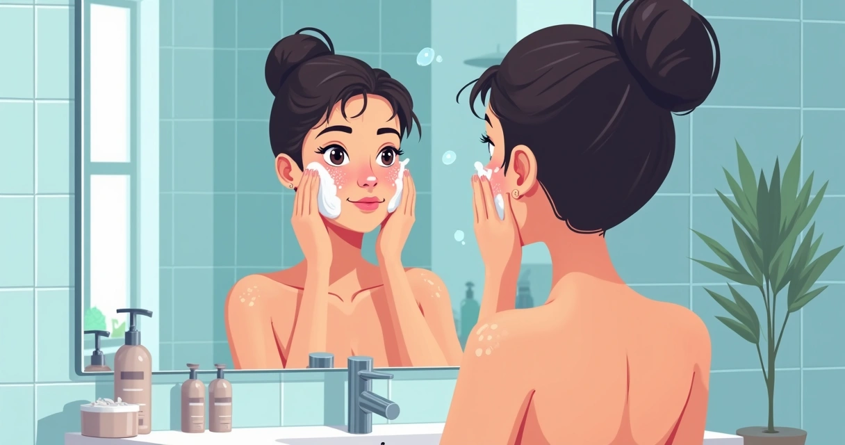 Cuidado diário com higiene facial em pele com acne 