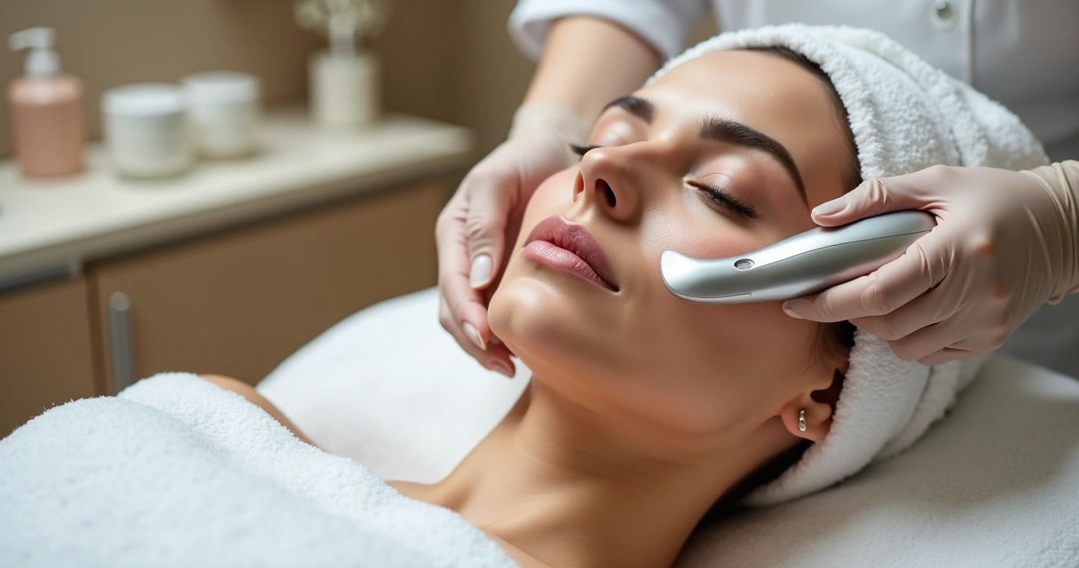 Espátula ultrassônica em tratamento facial 