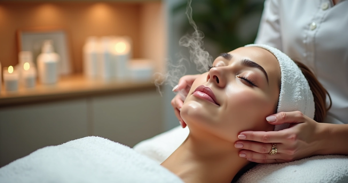Limpeza facial profunda com vaporização em clínica de estética 