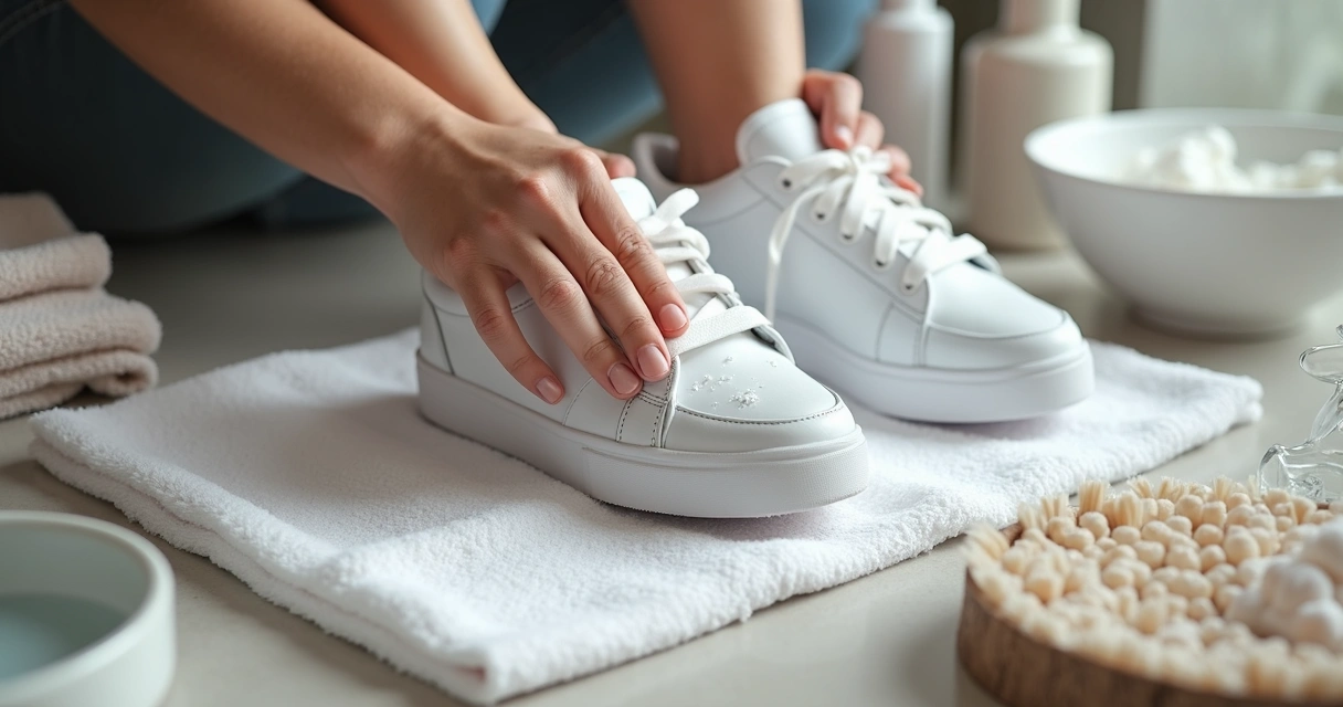 Cuidados durante a limpeza de um tênis branco
