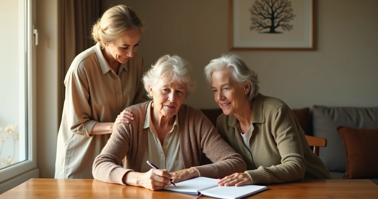 Tres mujeres de distintas generaciones unidas en un mismo retrato simbólico 