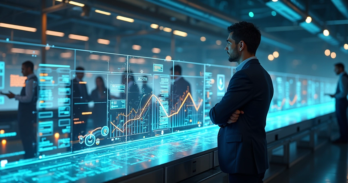 Linha de montagem digital mostrando processos automatizados de vendas B2B 