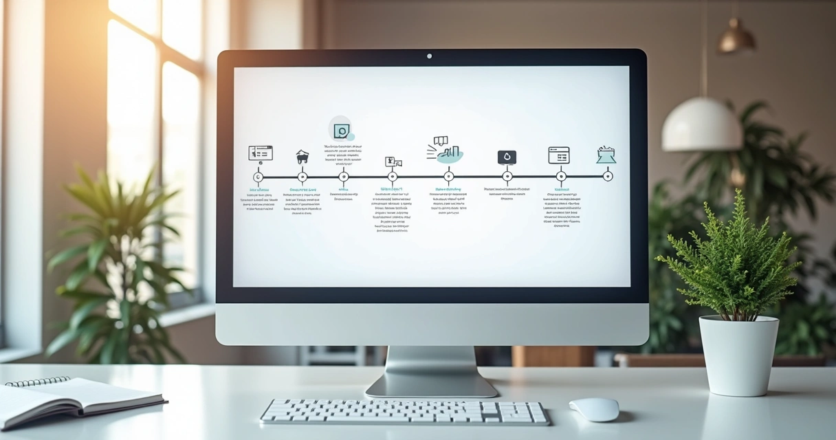 Linha do tempo mostrando automação de emails por etapas 
