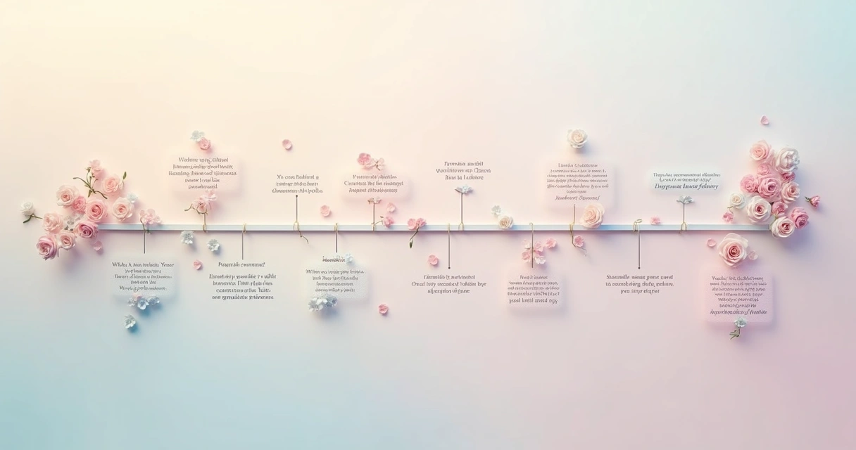 Linha do tempo de uma biografia pessoal com marcos importantes destacados 