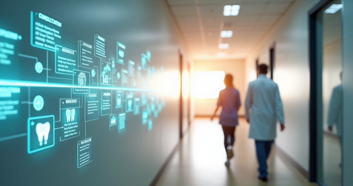 Linha do tempo digital mostra etapas de tratamento odontológico longo 
