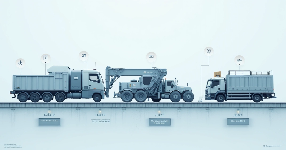 Linha do tempo mostrando ciclos de vida útil de uma máquina industrial 