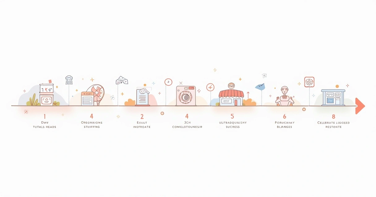 Linha do tempo visual mostrando crescimento de pequenas empresas