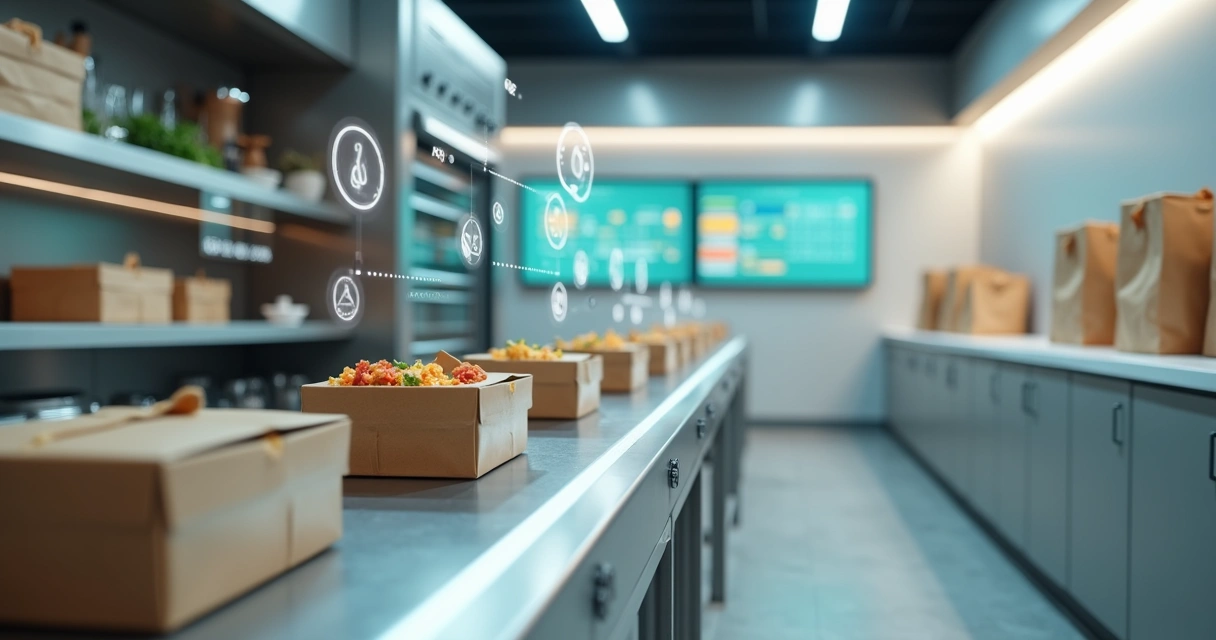 Esteira rápida ligando cozinha de delivery a prateleira de pedidos prontos 