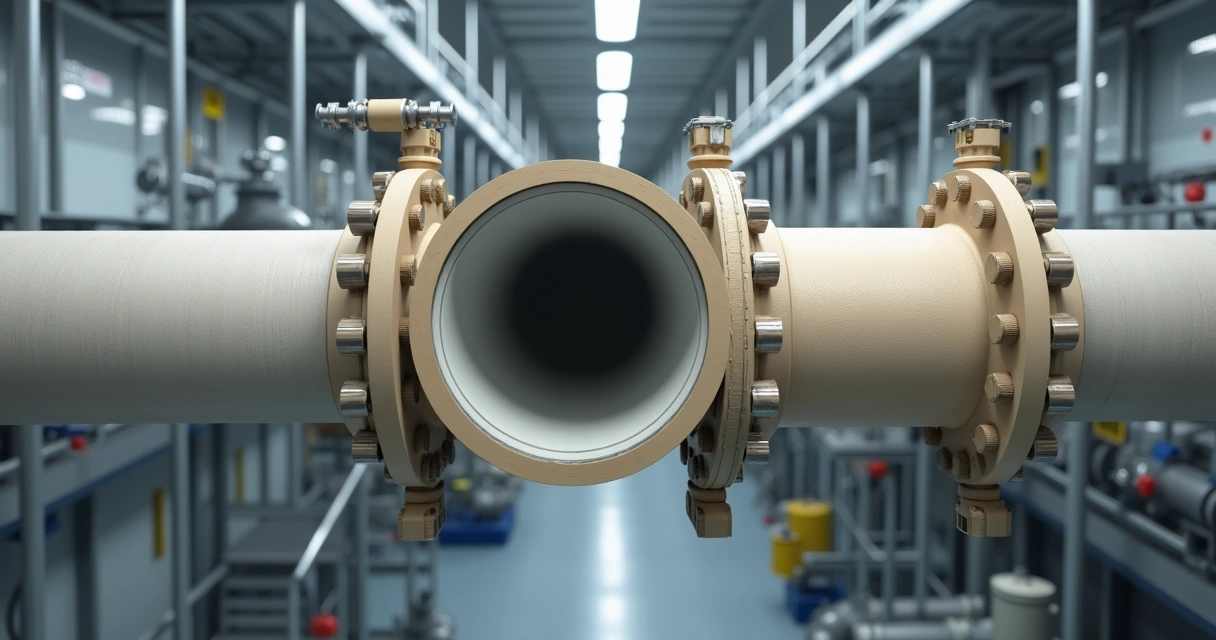 Tubulação industrial de PRFV com revestimento interno em PVDF 