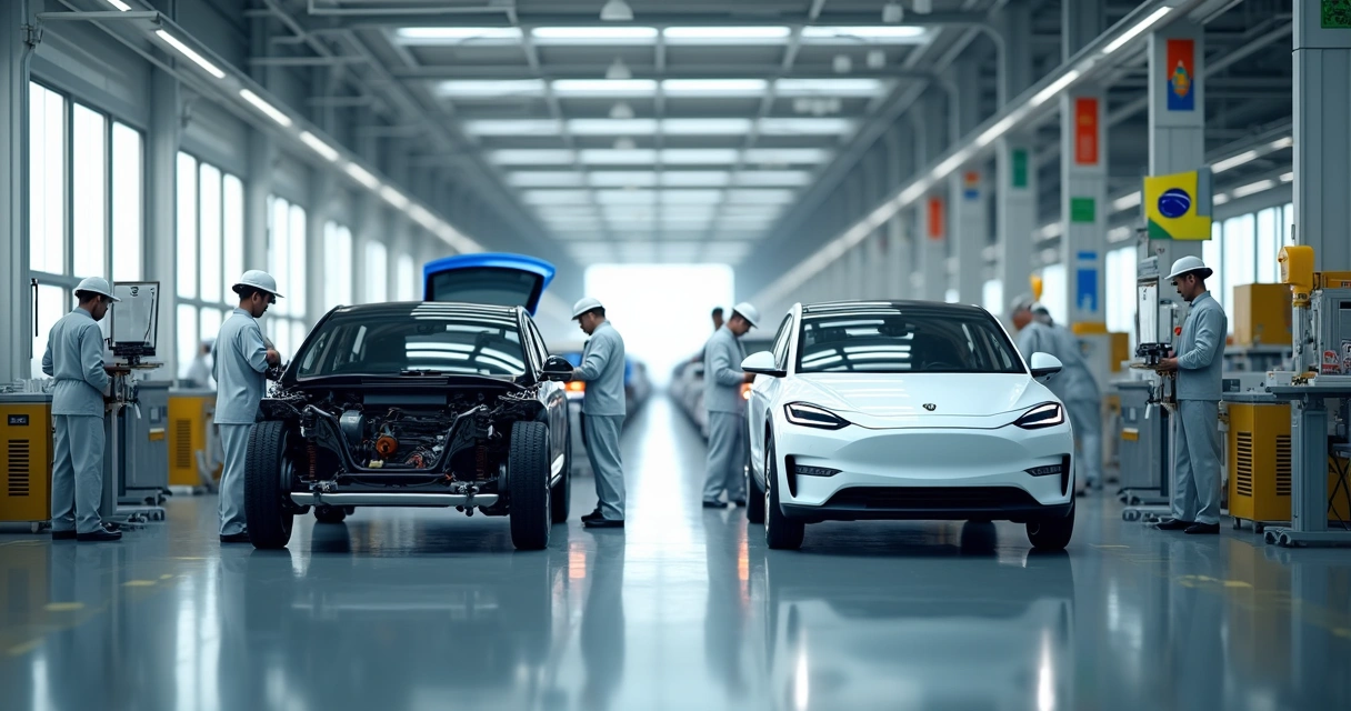 Linha de montagem de carros elétricos nacionais 