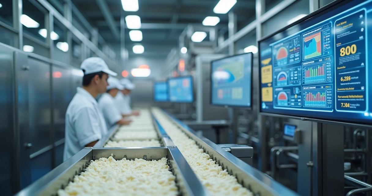 Linha de produção de laticínios com rastreabilidade digital 