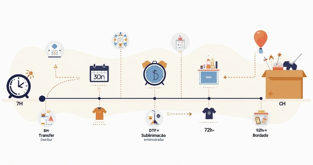 Linha do tempo para produção de camisetas de aniversário 