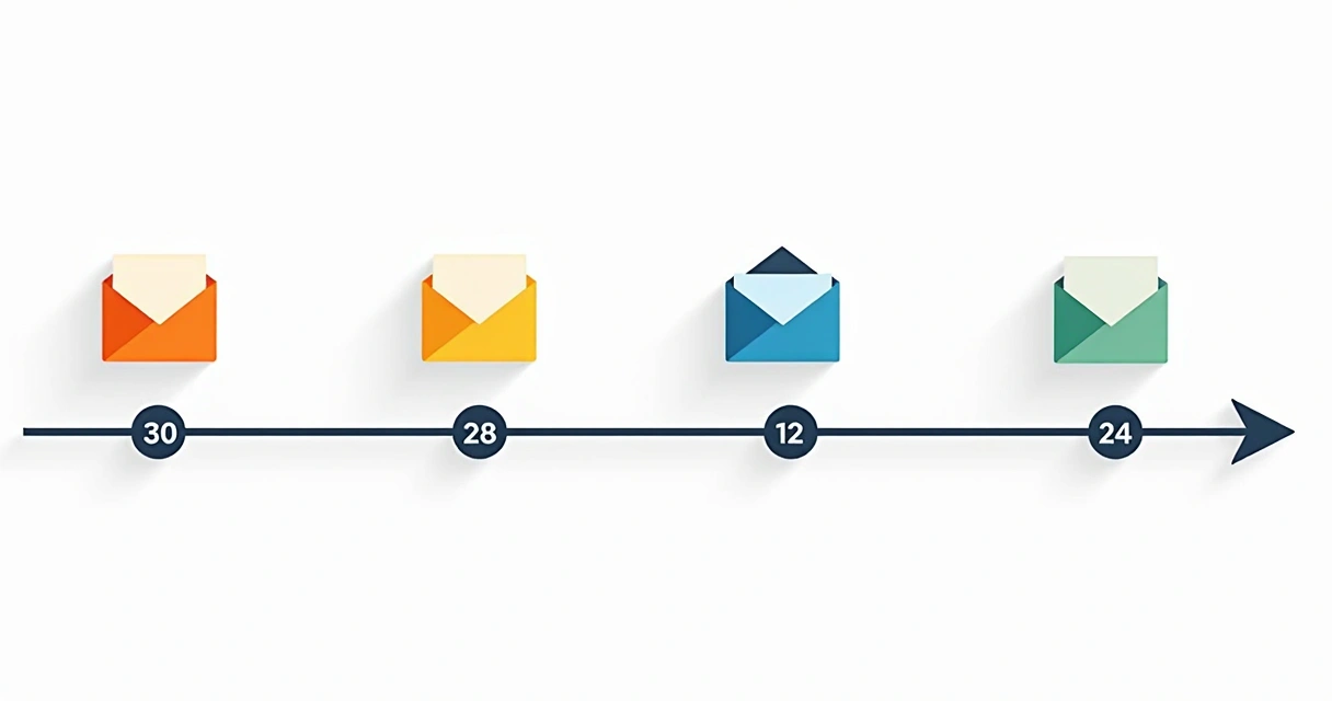 Linha do tempo de envio de e-mails após abandono de carrinho 