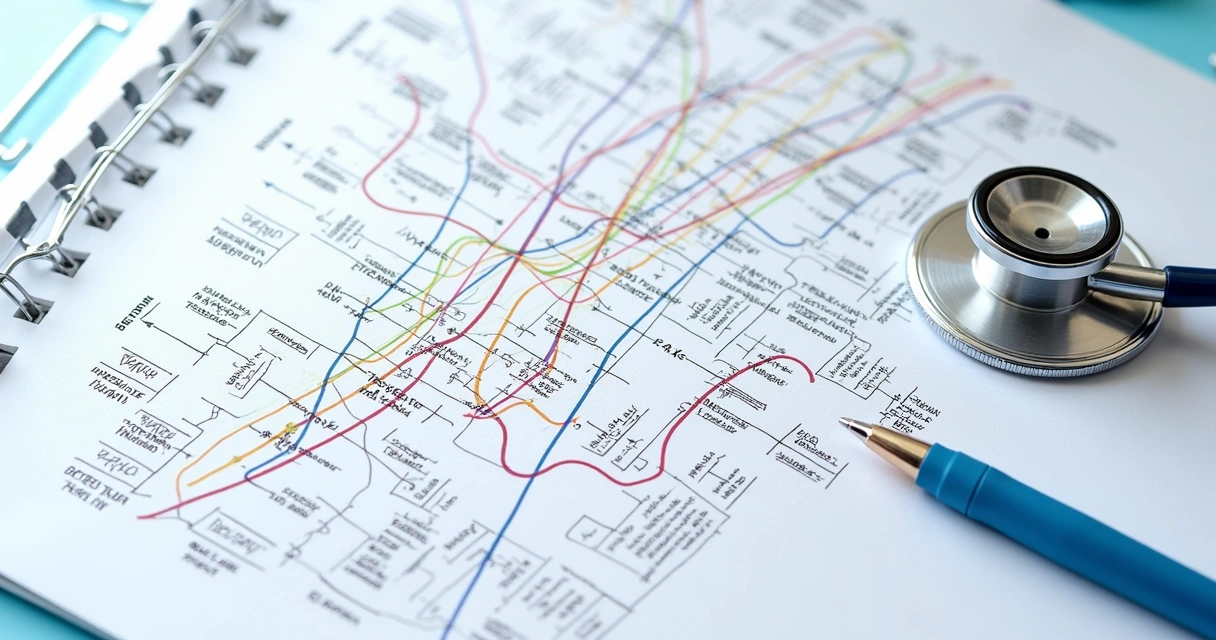 Linha do tempo clínica do prontuário médico ilustrada no papel 