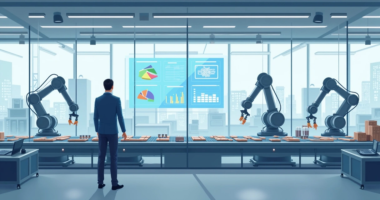 Linha de produção industrial automatizada com IA 