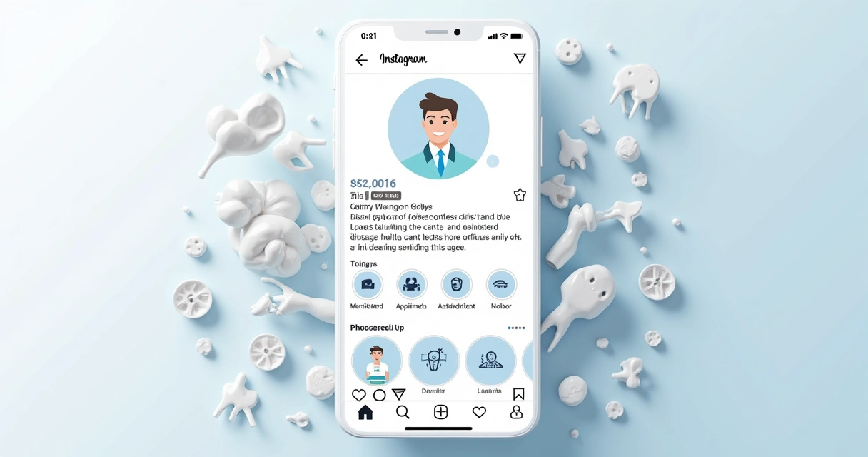Link de WhatsApp e opções na bio de dentista no Instagram