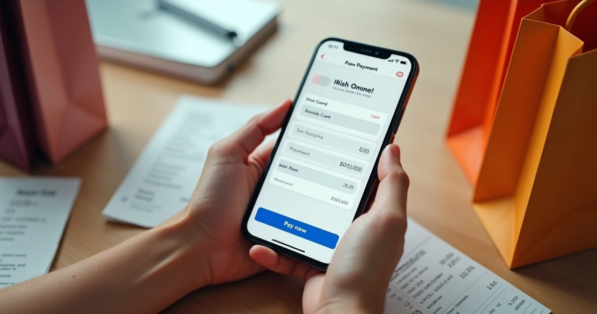 Página de pagamento digital com cartão de crédito e smartphone 