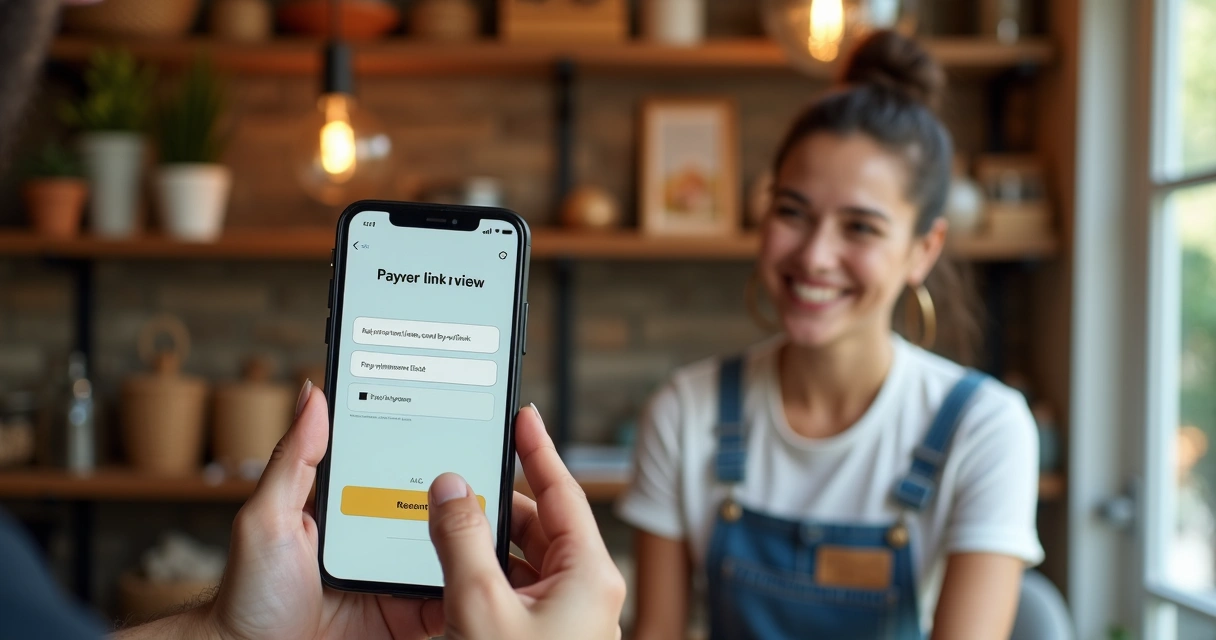 Comerciante enviando link de pagamento personalizado pelo celular 