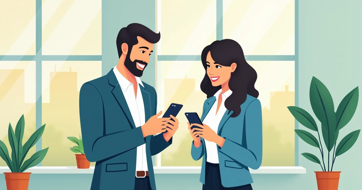 Corretor mostrando link único profissional no celular ao cliente 