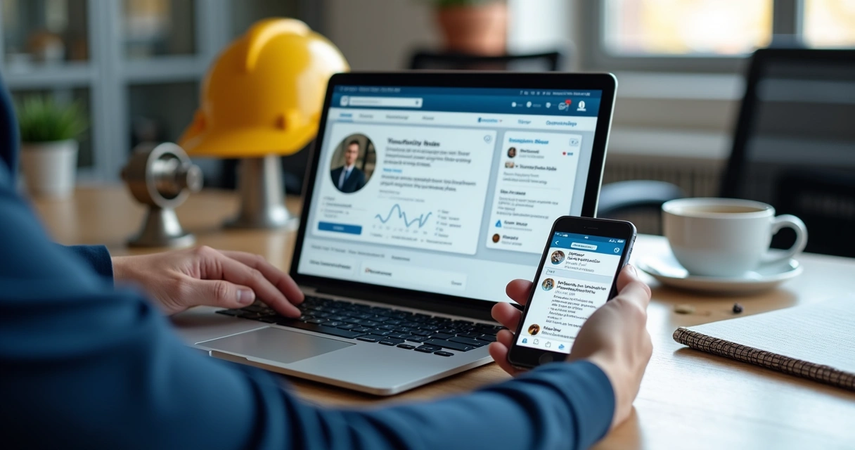 Perfil profissional no LinkedIn com foco industrial