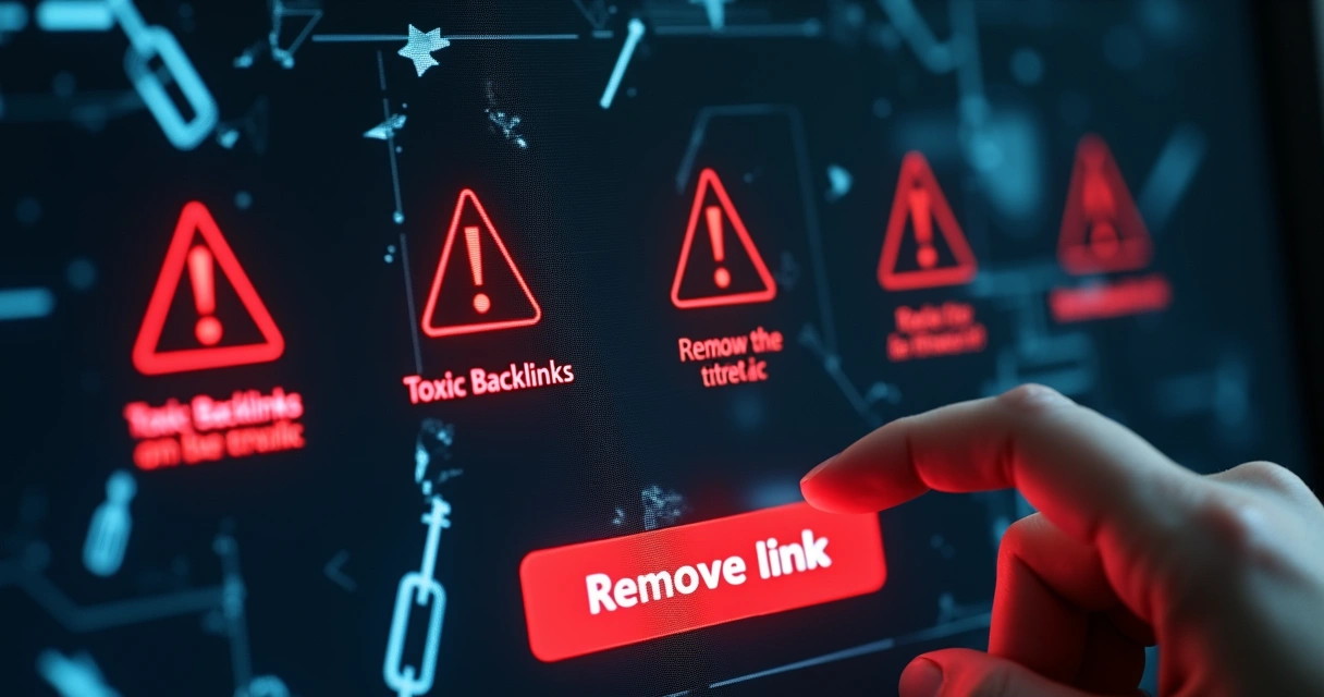 Alerta de links tóxicos em painel digital de SEO 